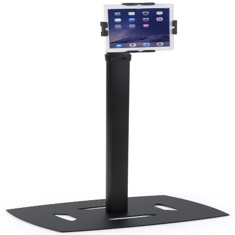 Displays2go, Silver iPad Stands with Floor Mount, Acrylic, Steel  Black (FLXFLADBK)