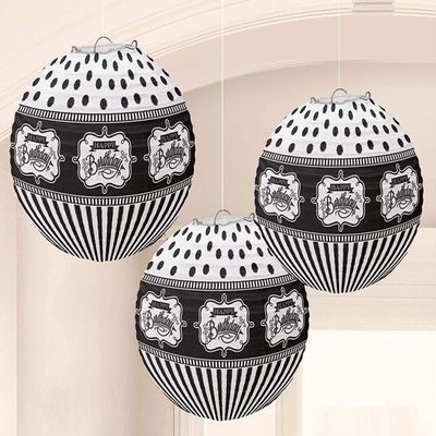 Amscan Festive Chalkboard Birthday Lanterns Party Dcor, Black and White, 9 1/2", 3ct