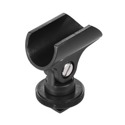 Andoer 19mm Plastic Mic Microphone Holder Clip with Hot Shoe with 1/4in Screw Hole for DSLR Camera