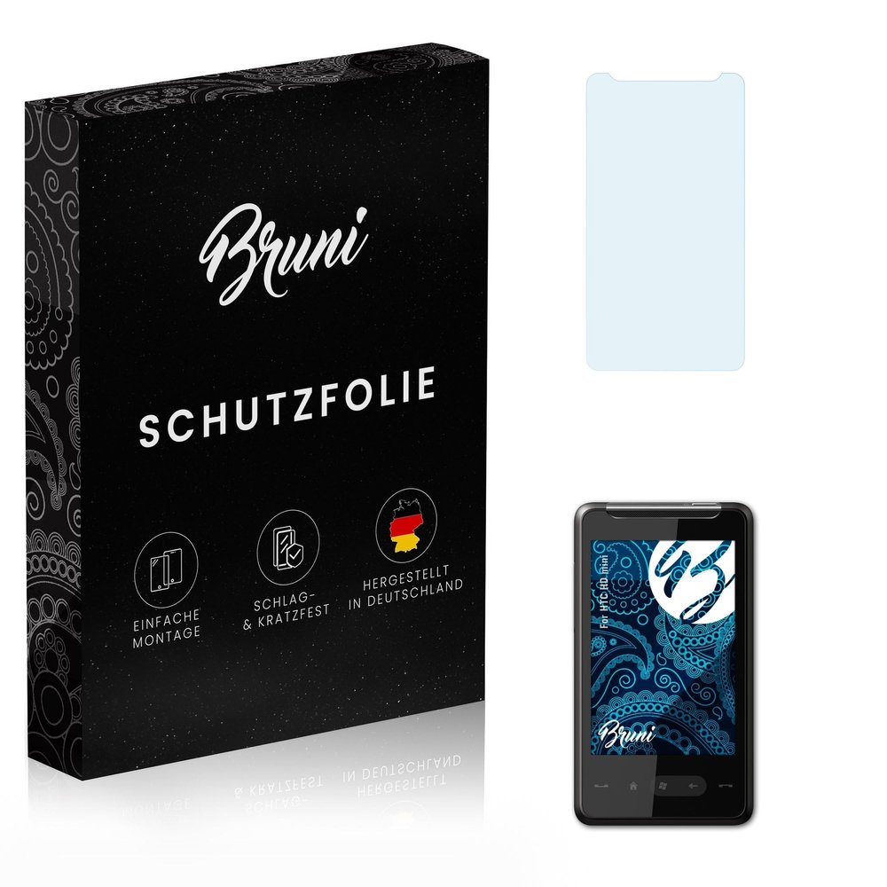 Bruni Screen Protector compatible with HTC HD mini Protector Film, crystal clear Protective Film (2X)