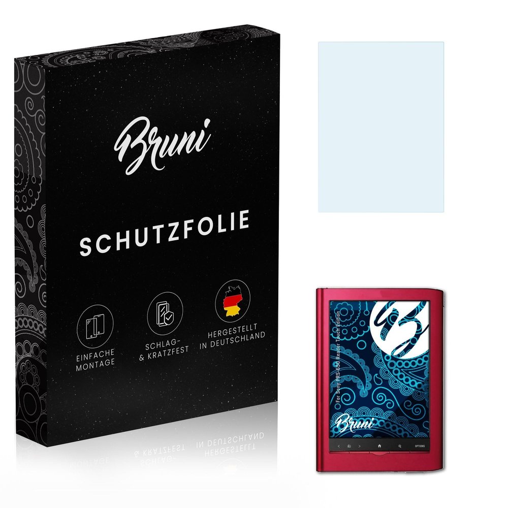 Bruni Screen Protector compatible with Sony PRS-650 Reader Touch Edition Protector Film, crystal clear Protective Film (2X)