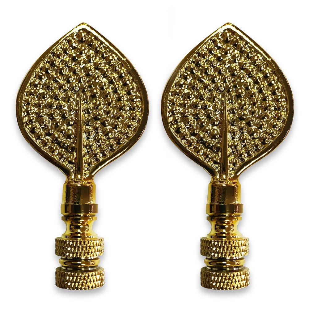 Royal Designs Birch Leaf 3.13" Lamp Finial for Lamp Shade, Polished Brass - Set of 2