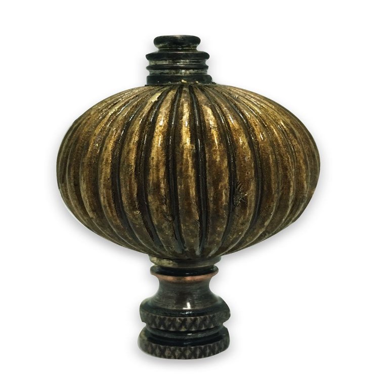 Royal Designs Balloon Shaped 3" Lamp Finial for Lamp Shade, Antique Brass