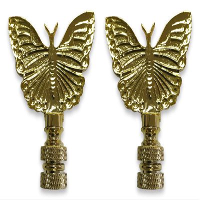 Royal Designs, Inc. Monarch Butterfly Lamp Finial for Lamp Shade (Polished Brass - 2 Pack)