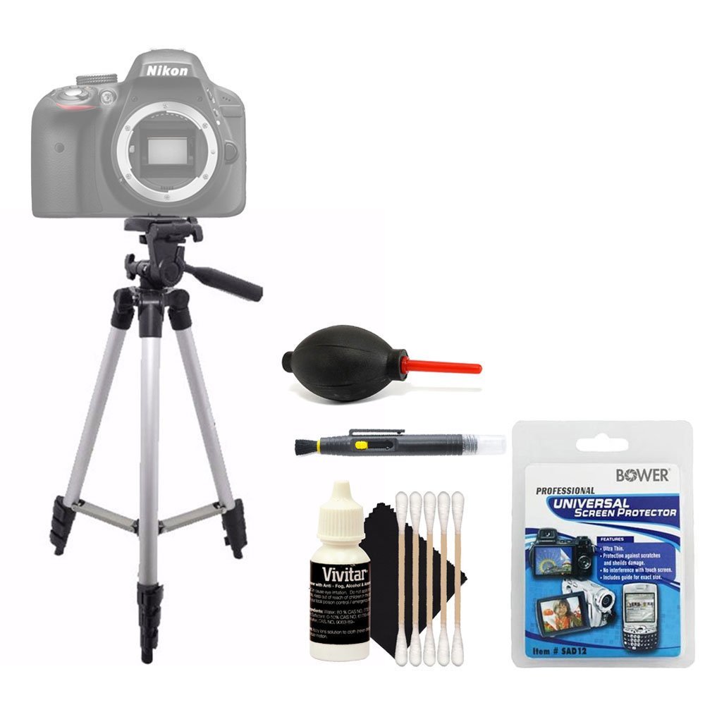 Tall Tripod + Top Cleaning Accessory Kit for Nikon D5000 D5300 D5500 D5600 and All Digital Cameras