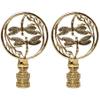 Royal Designs, Inc. Double Dragon Fly Filigree Finial for Lamp Shade, Polished Brass, Pack of 2 view 1