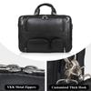 Nappa Leather Briefcase for Men Large Business Travel Messenger Tote Bag 17'' Laptop Bag with YKK Zippers (Black) view 3