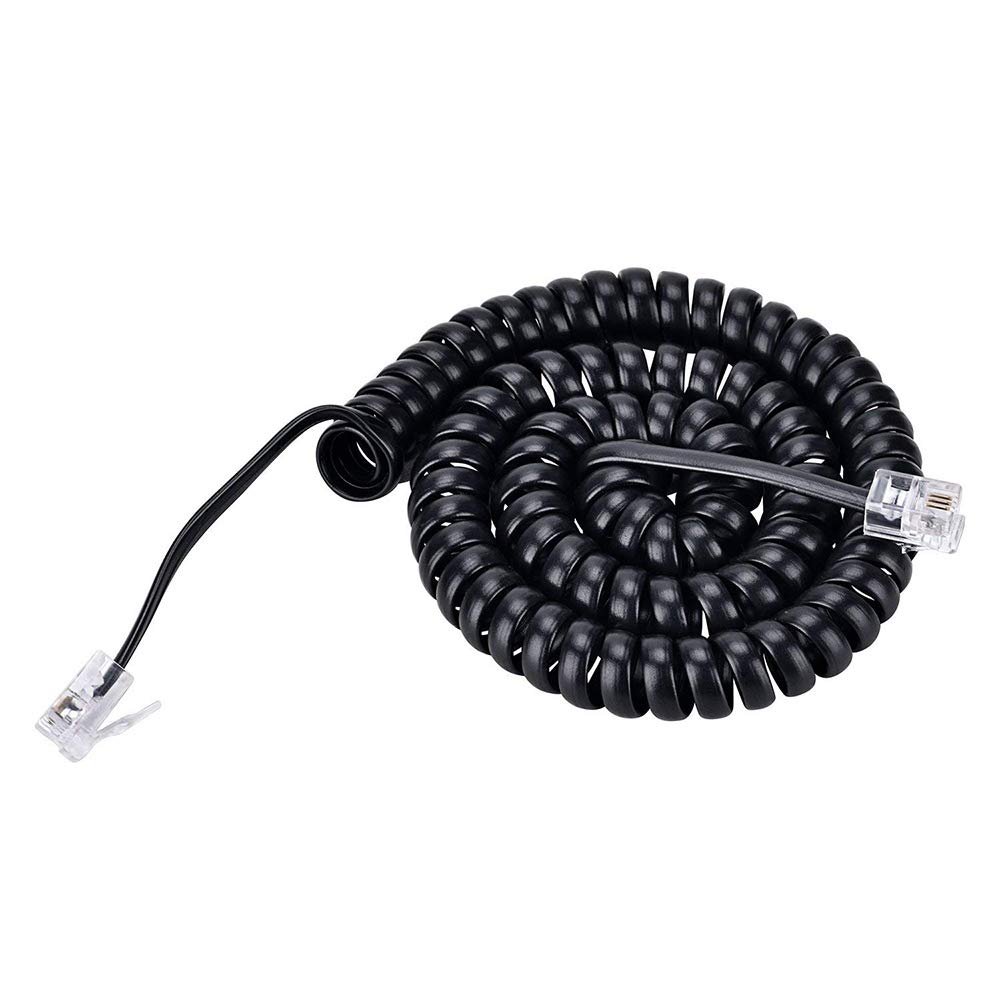SAISN Telephone Handset Cord 6 Feet (Stretch Length) RJ9 4P4C Phone Cord for Landline Coiled Phone Cable Curly Telephone Wire, Coiled Length 0.68 to 6 Feet, Black