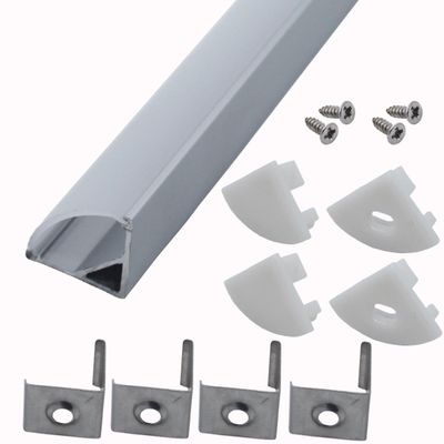 Litever 6 PACK 1Meter/3.3ft V Shape Aluminum Channels 90 Degree Corner LED Strip Channel System with PC Cover, Mounting Clips, End Caps,Designed for 3528 5050 LED Strip Mounting LL-017-DS