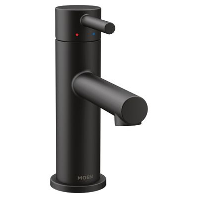 Moen Align Matte Black One-Handle Modern Bathroom Faucet with Drain Assembly and Optional Deckplate, 6190BL