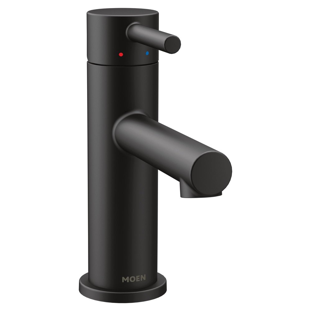 Moen Align Matte Black One-Handle Modern Bathroom Faucet with Drain Assembly and Optional Deckplate, 6190BL