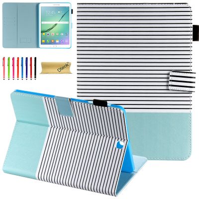 Galaxy Tab S2 9.7 Case, Dteck Folio Stand PU Leather Protective Case with Auto Sleep/Wake Card Holders Wallet Cover for Samsung Galaxy Tab S2 9.7 Case 2015 Released SM-T810 T815 T813,Mint Stripes