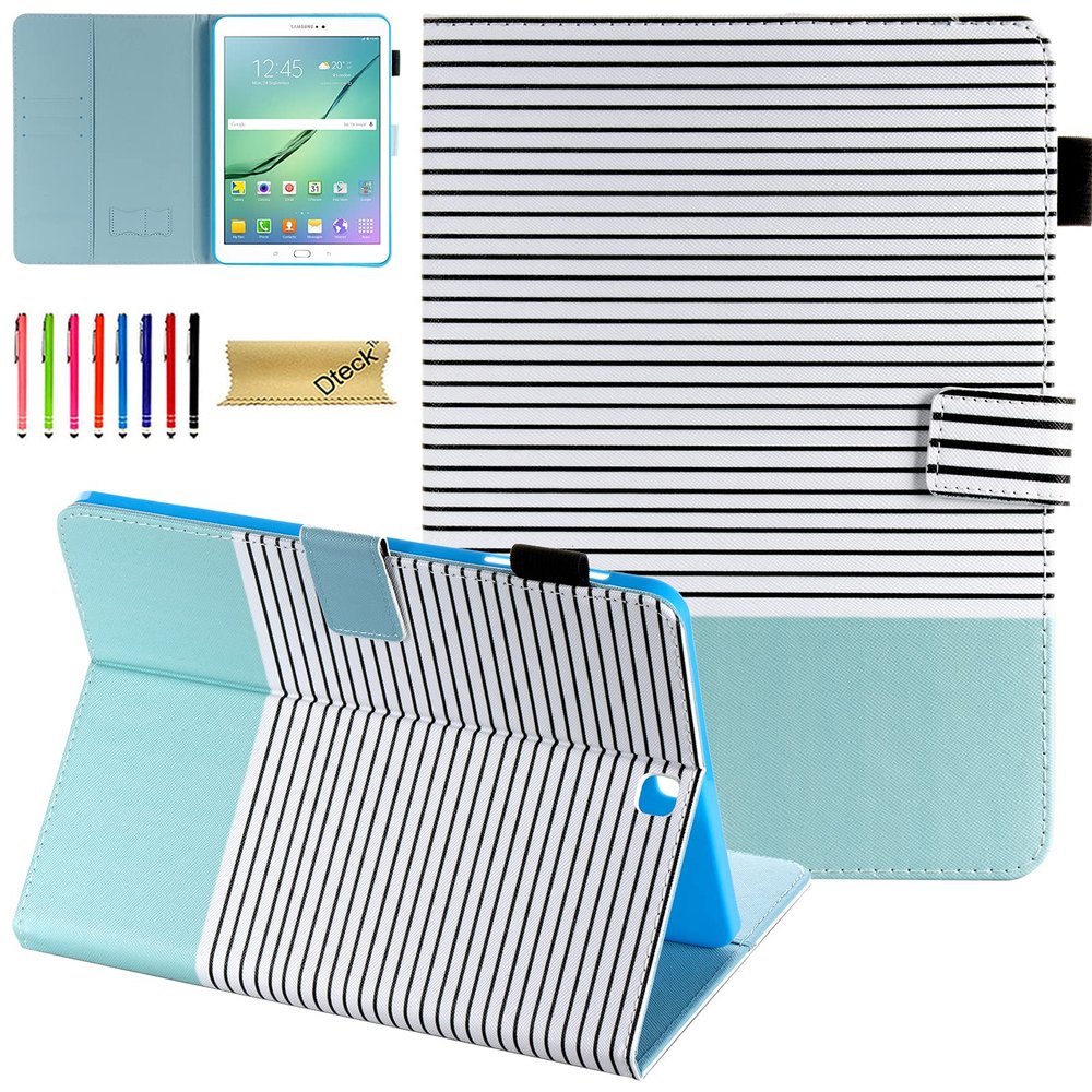 Galaxy Tab S2 9.7 Case, Dteck Folio Stand PU Leather Protective Case with Auto Sleep/Wake Card Holders Wallet Cover for Samsung Galaxy Tab S2 9.7 Case 2015 Released SM-T810 T815 T813,Mint Stripes