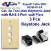 SuperEcable - 00356-3 Pcs Cat5e RJ45 Tooless Keystone Jack Black Color with 3 Hole Wall Plate Ivory view 1