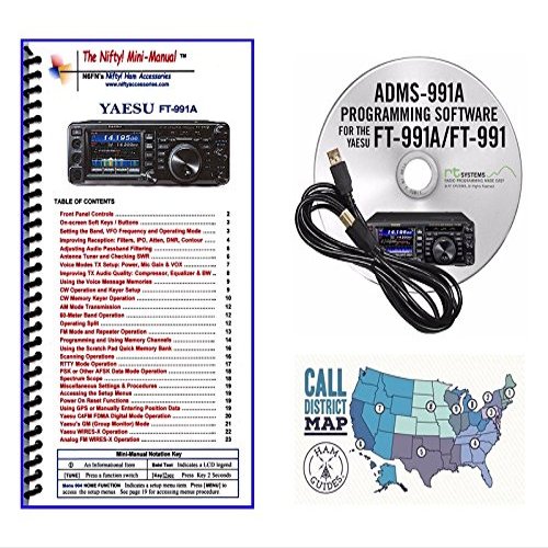 Yaesu FT-991A Accessory Bundle - 3 Items: Includes RT Systems Programming Software/Cable Kit, Nifty! Mini-Manual and Ham Guides TM Quick Reference Card!!