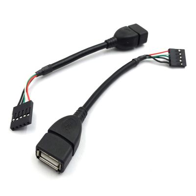 Duttek 5 Pin USB Header to Dupont Cable, USB 2.0 Type A Female to Dupont 5 Pin Female Header Motherboard Cable Cord (AF/5Pin 0.1M)(2-Pack)