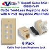 SuperEcable - 00656-6 Pcs Cat5e RJ45 Tooless Keystone Jack Ivory Color with 6 Hole Wall Plate Ivory view 1
