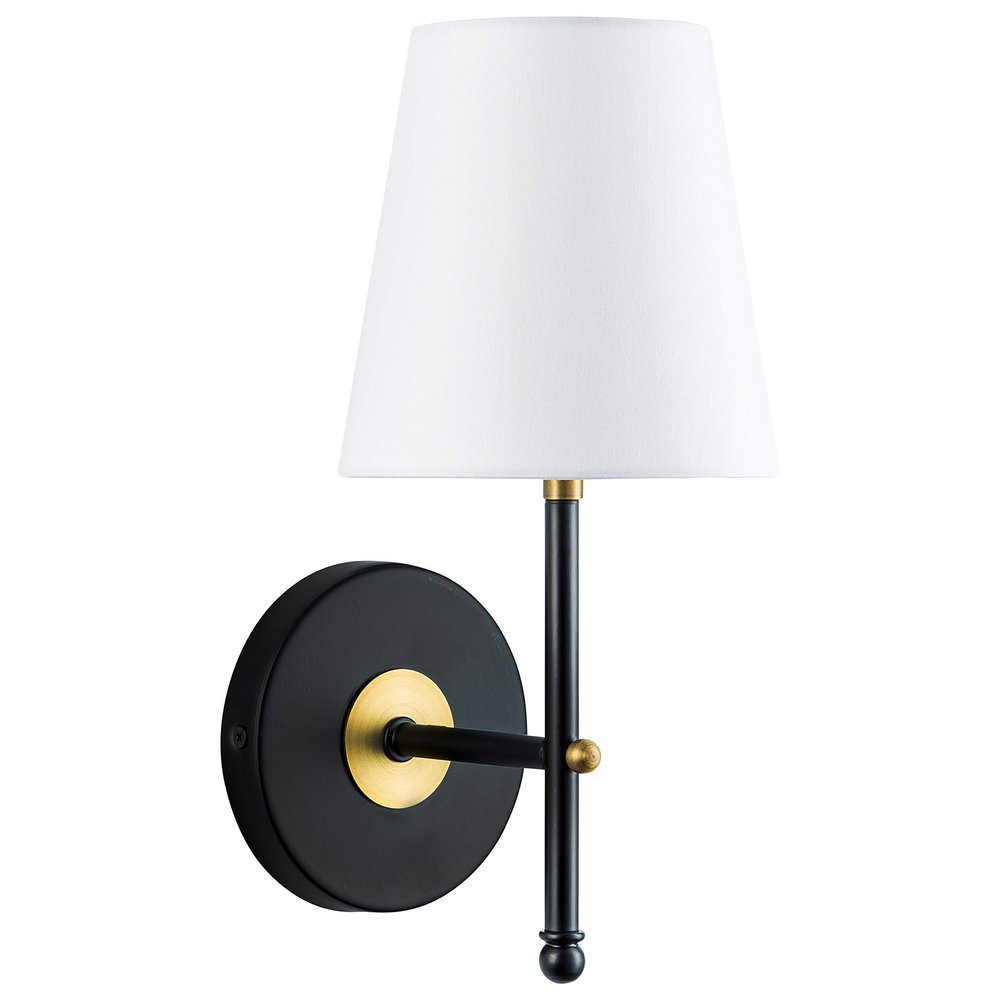 Tamb Wall Sconce with Fabric Shade | Antique Brass Hallway Light Fixture LL-SC201-AB