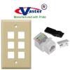 SuperEcable - 00656-6 Pcs Cat5e RJ45 Tooless Keystone Jack White Color with 6 Hole Wall Plate Ivory view 1