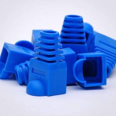 FireFold RJ45 Strain Relief Boot Covers- 100 Pack, Count Set for Cat5 Cat5e, and Cat6 Ethernet Connectors, Blue