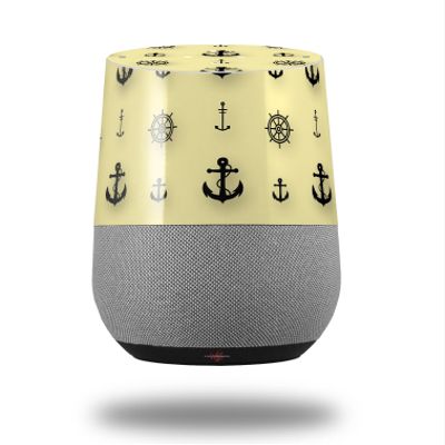 Decal Style Skin Wrap for Google Home Original - Nautical Anchors Away 02 Yellow Sunshine (Google Home NOT Included) by WraptorSkinz