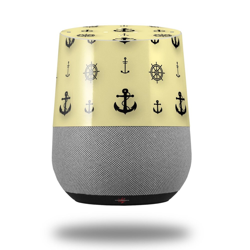 Decal Style Skin Wrap for Google Home Original - Nautical Anchors Away 02 Yellow Sunshine (Google Home NOT Included) by WraptorSkinz
