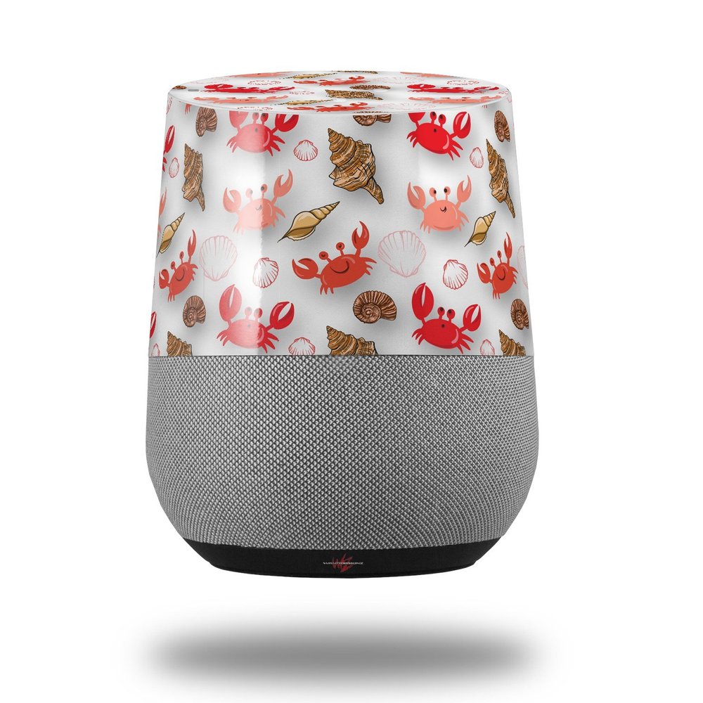 Decal Style Skin Wrap for Google Home Original - Crabs and Shells White (Google Home NOT Included) by WraptorSkinz