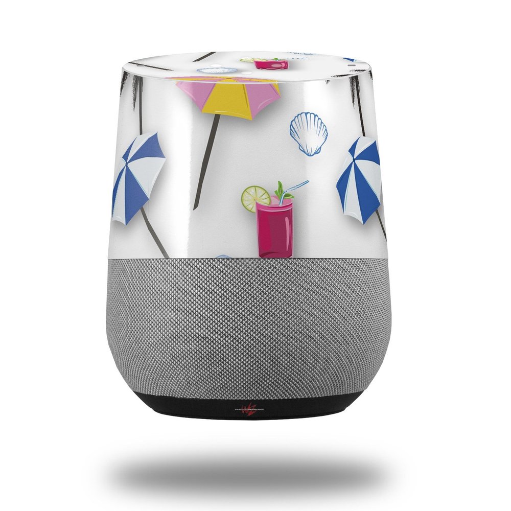Decal Style Skin Wrap for Google Home Original - Beach Party Umbrellas White (Google Home NOT Included) by WraptorSkinz