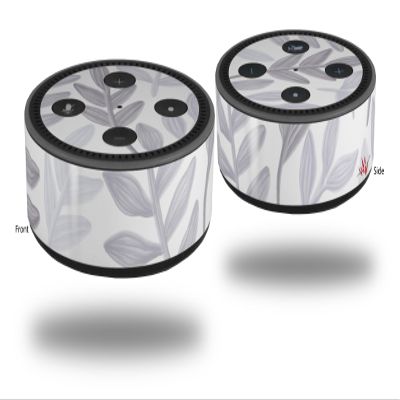 Skin Wrap Decal Set 2 Pack for Amazon Echo Dot 2 - Watercolor Leaves Purple (2nd Generation ONLY - Echo NOT Included)