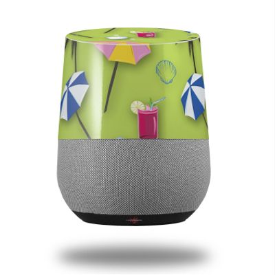 Decal Style Skin Wrap for Google Home Original - Beach Party Umbrellas Sage Green (Google Home NOT Included) by WraptorSkinz