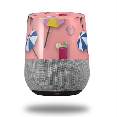Decal Style Skin Wrap for Google Home Original - Beach Party Umbrellas Pink (Google Home NOT Included) by WraptorSkinz
