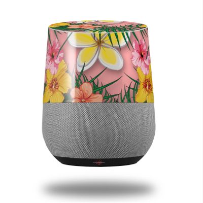 Decal Style Skin Wrap for Google Home Original - Beach Flowers 02 Pink (Google Home NOT Included) by WraptorSkinz