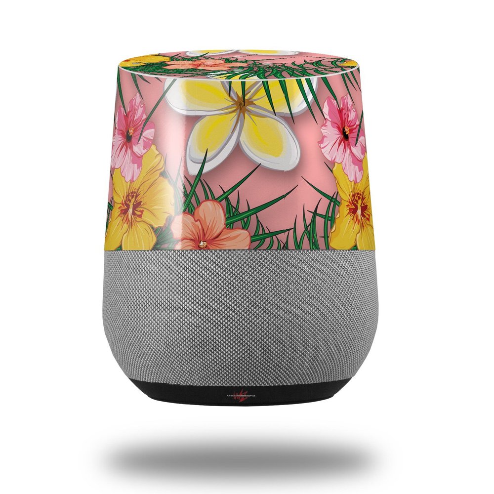 Decal Style Skin Wrap for Google Home Original - Beach Flowers 02 Pink (Google Home NOT Included) by WraptorSkinz
