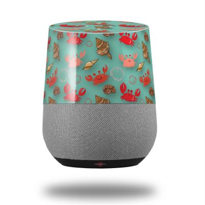 Decal Style Skin Wrap for Google Home Original - Crabs and Shells Seafoam Green (Google Home NOT Included) by WraptorSkinz