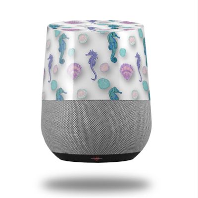 Decal Style Skin Wrap for Google Home Original - Seahorses and Shells White (Google Home NOT Included) by WraptorSkinz