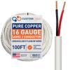 16 Gauge Wire (16 AWG) - 2 Conductor Stranded Copper Unshielded Cable - UL Listed 16/2 Home Electrical Wire - Low Voltage Up to 300V - CMP/CL3P Low Smoke Plenum Jacket - USA Made (100ft) view 1
