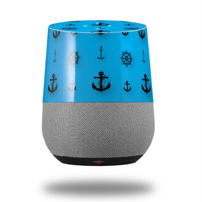 Decal Style Skin Wrap for Google Home Original - Nautical Anchors Away 02 Blue Medium (Google Home NOT Included) by WraptorSkinz