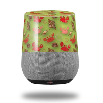 Decal Style Skin Wrap for Google Home Original - Crabs and Shells Sage Green (Google Home NOT Included) by WraptorSkinz