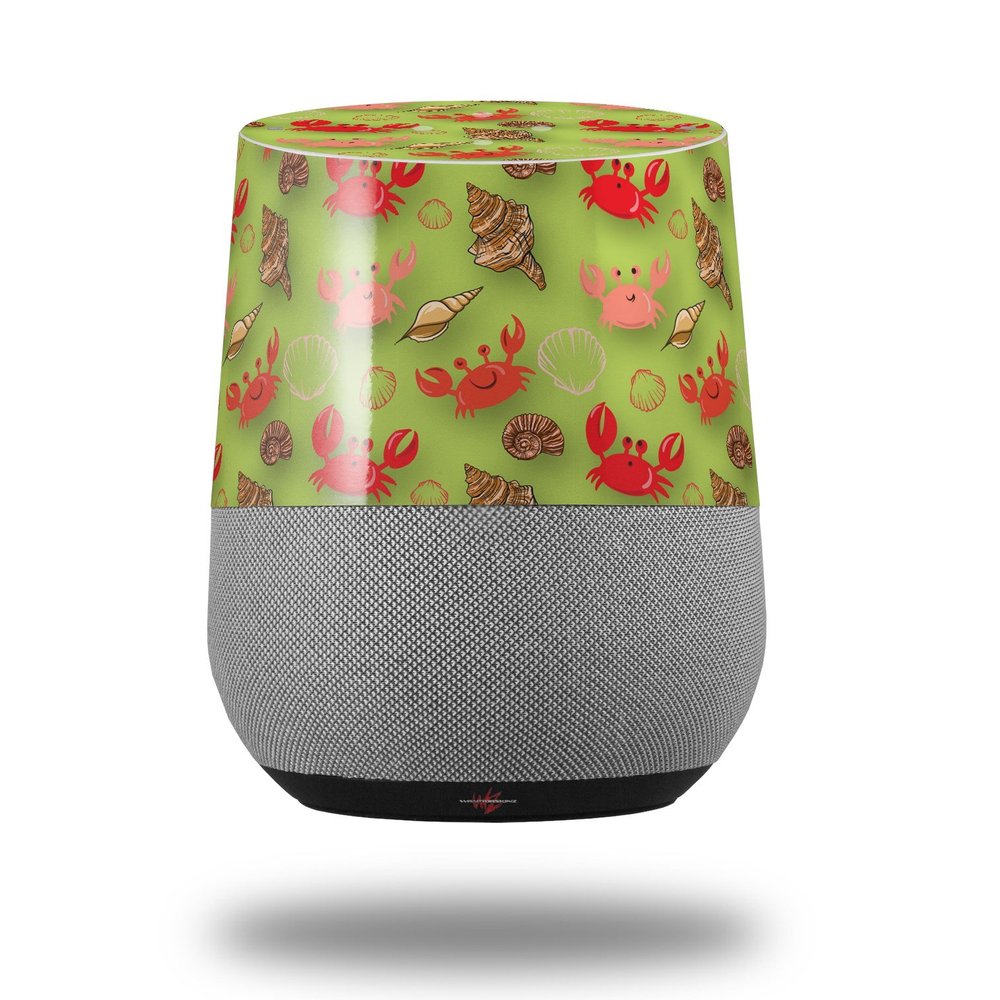 Decal Style Skin Wrap for Google Home Original - Crabs and Shells Sage Green (Google Home NOT Included) by WraptorSkinz