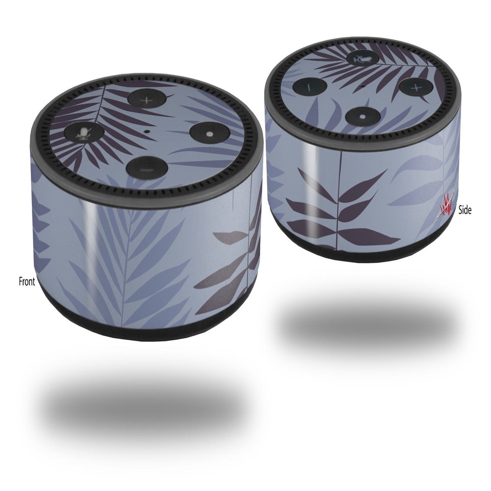 Skin Wrap Decal Set 2 Pack for Amazon Echo Dot 2 - Palms 01 Purple On Purple (2nd Generation ONLY - Echo NOT Included)