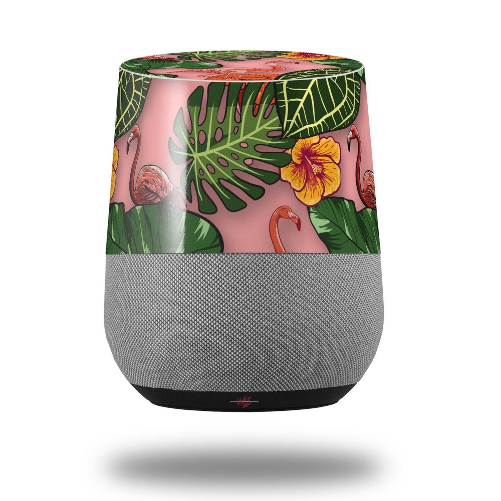 Decal Style Skin Wrap for Google Home Original - Famingos and Flowers Pink (Google Home NOT Included) by WraptorSkinz