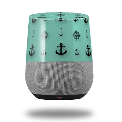 Decal Style Skin Wrap for Google Home Original - Anchors Away 02 Seafoam Green (Google Home NOT Included) by WraptorSkinz