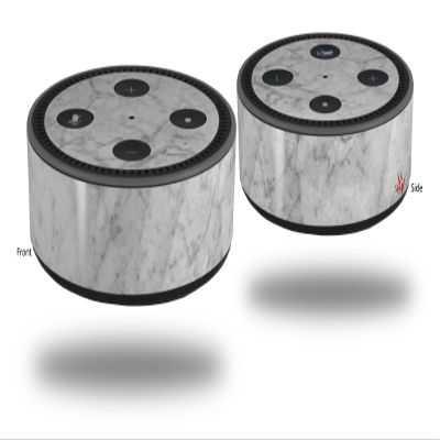 Skin Wrap Decal Set 2 Pack for Amazon Echo Dot 2 - Marble Granite 09 White Gray (2nd Generation ONLY - Echo NOT Included)