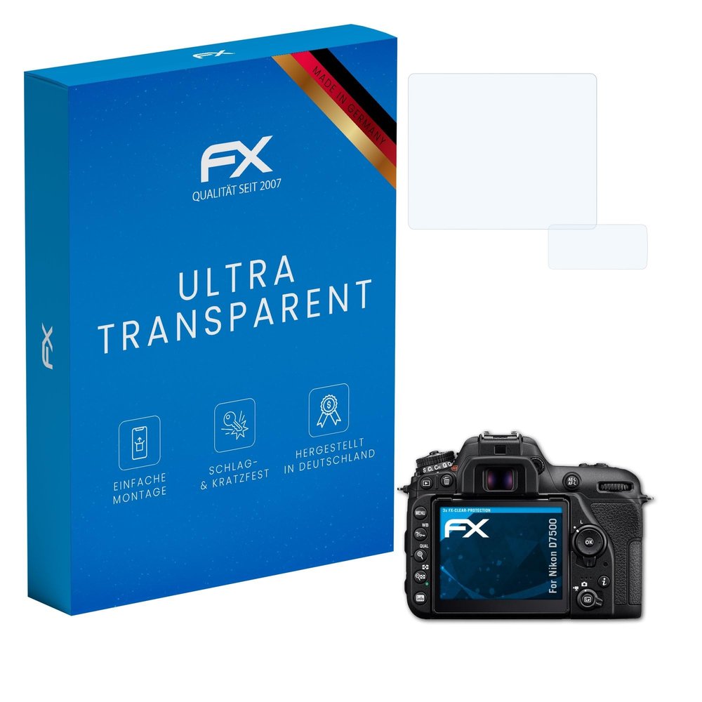 atFoliX Screen Protection Film compatible with Nikon D7500 Screen Protector, ultra-clear FX Protective Film (Set of 3)