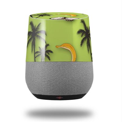 Decal Style Skin Wrap for Google Home Original - Coconuts Palm Trees and Bananas Sage Green (Google Home NOT Included) by WraptorSkinz