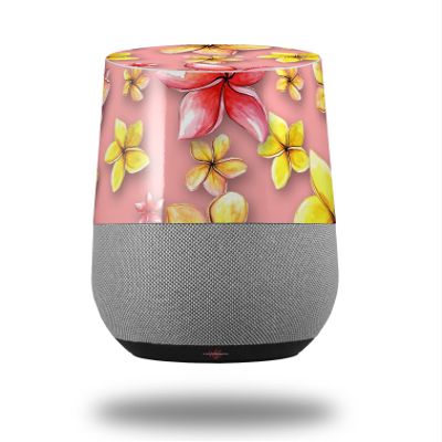 Decal Style Skin Wrap for Google Home Original - Beach Flowers Pink (Google Home NOT Included) by WraptorSkinz