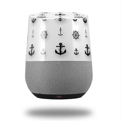 Decal Style Skin Wrap for Google Home Original - Nautical Anchors Away 02 White (Google Home NOT Included) by WraptorSkinz