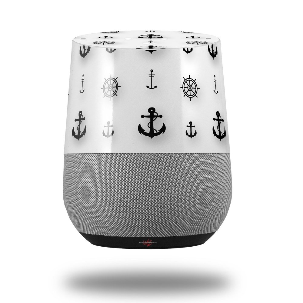 Decal Style Skin Wrap for Google Home Original - Nautical Anchors Away 02 White (Google Home NOT Included) by WraptorSkinz