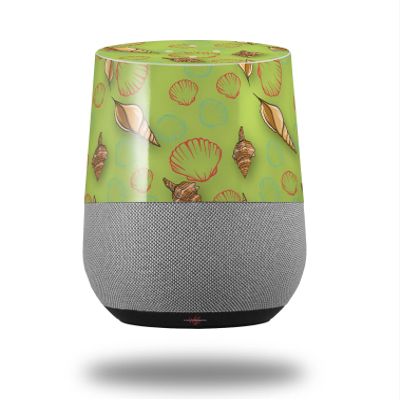 Decal Style Skin Wrap for Google Home Original - Sea Shells 02 Sage Green (Google Home NOT Included) by WraptorSkinz