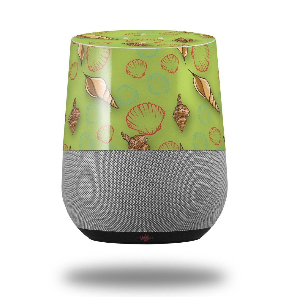 Decal Style Skin Wrap for Google Home Original - Sea Shells 02 Sage Green (Google Home NOT Included) by WraptorSkinz